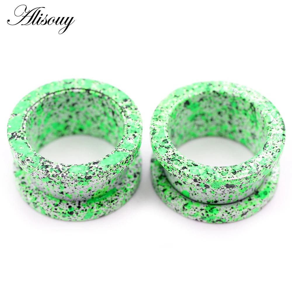 Stainless Steel Paint Pulley Ear Tunnels & Plugs Set