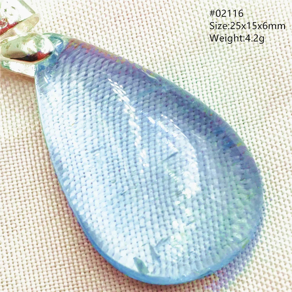 Natural Blue Topaz Quartz Pendant Necklace – Oval Healing Stone Jewelry