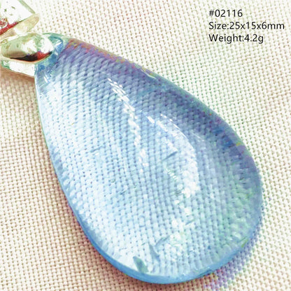 Natural Blue Topaz Quartz Pendant Necklace – Oval Healing Stone Jewelry