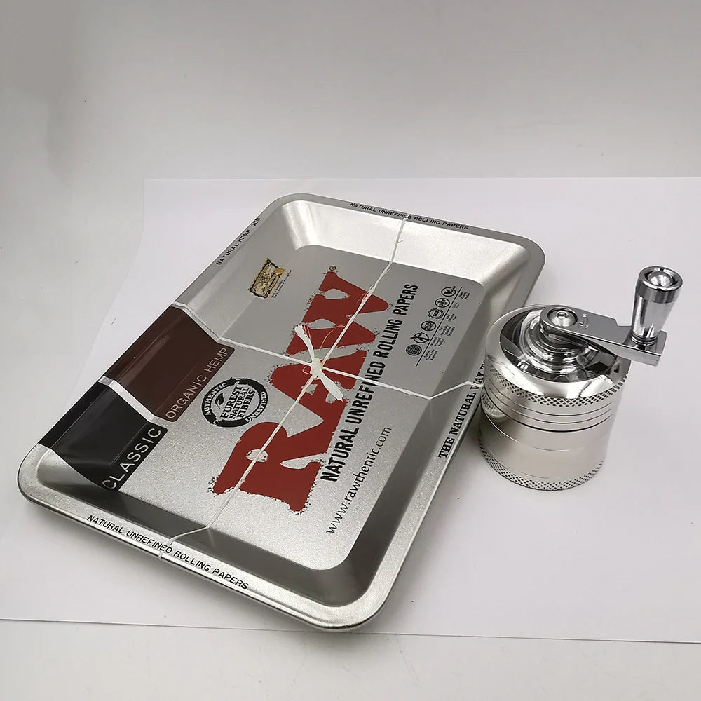 40mm Herb Grinder & Metal Rolling Tray Kit – 7x5 inch Portable Spice & Herb Tool Set