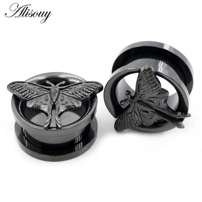Stainless Steel Butterfly Thread Ear Tunnels – Plug & Stretcher Jewelry (1PC)