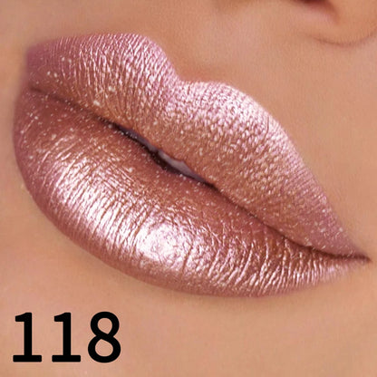 19-Color Glitter Lipstick Collection – Hydrating, Sparkling Metallic Lip Tints