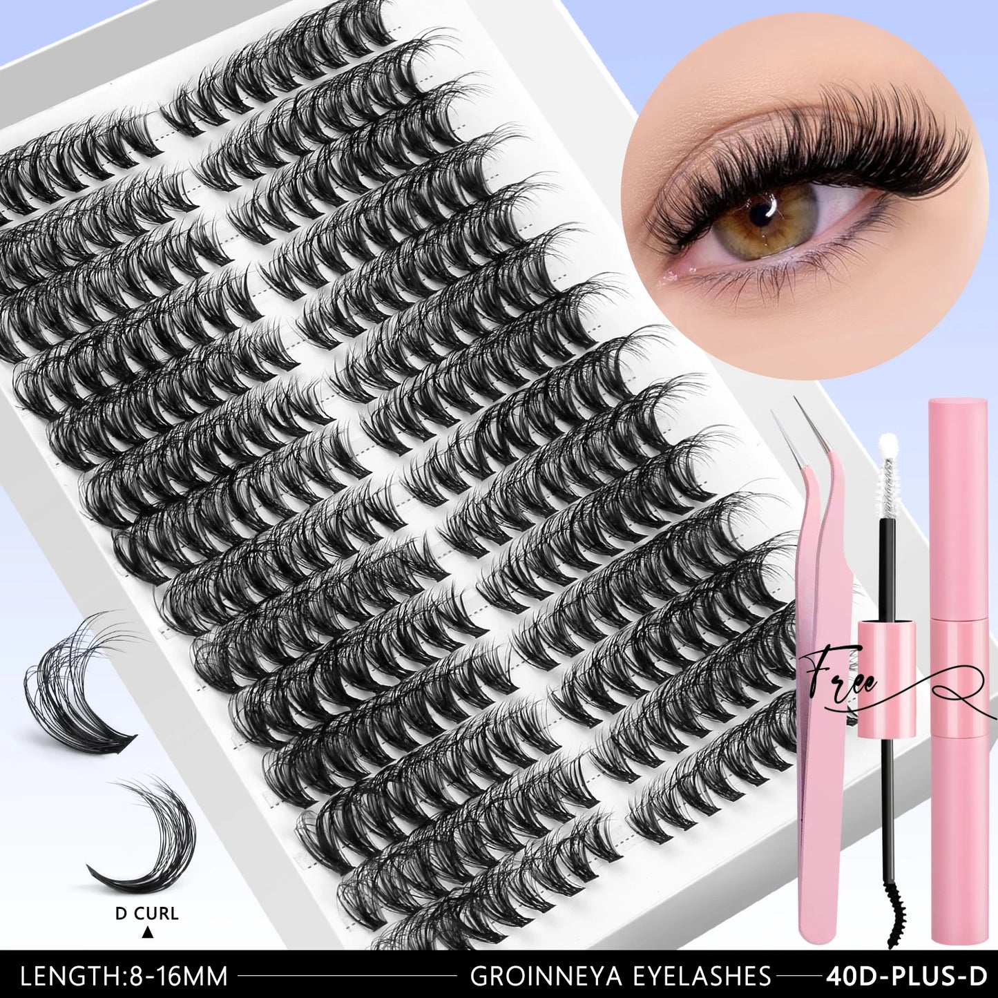Lash Clusters Kit – 540PCS Cat-Eye Lash Extension Set with Bond & Seal