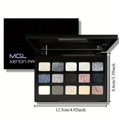 15-Color Pearl Glitter Eyeshadow Palette – Smoky, Cool-Toned, Waterproof Makeup