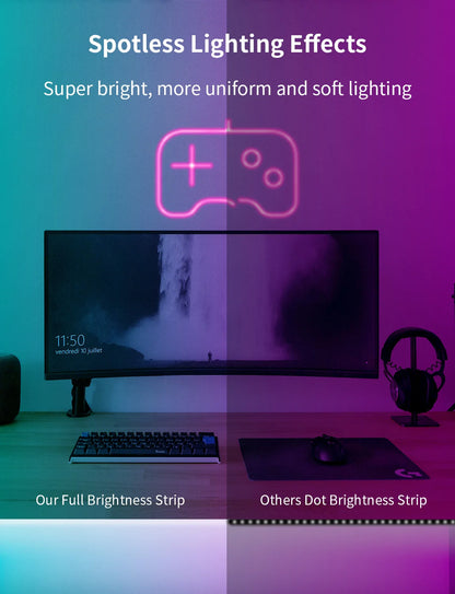 Smart App LED Strip Lights – SMD 5050 RGBIC Flexible Neon Tape with Remote Control