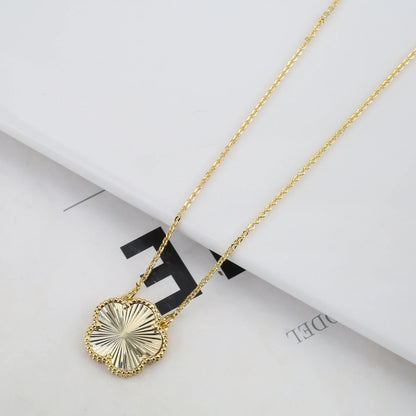 Luxury Five-Leaf Flower Jewelry Set – Double-Sided Shiny Metal Clover Design