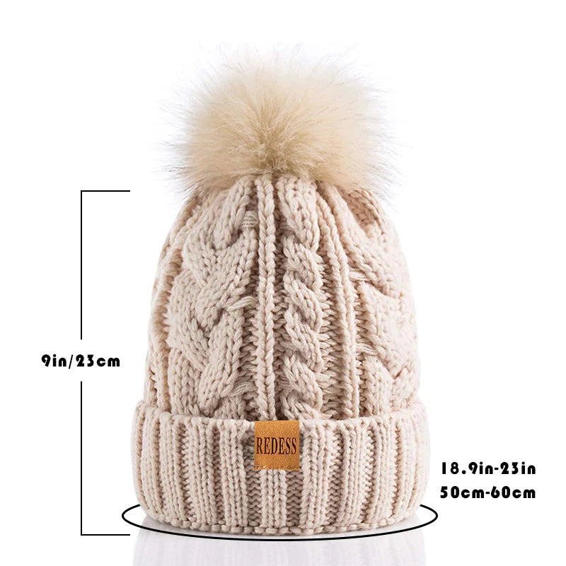 Women’s Winter Pompom Beanie Set
