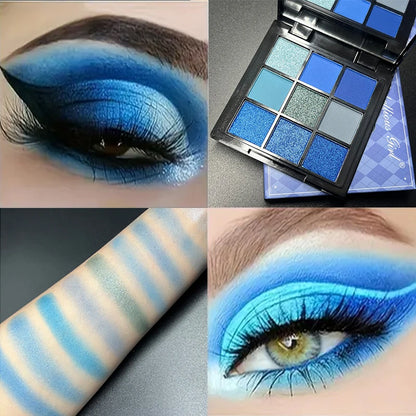 9-Grid Eyeshadow Palette – Glitter, Pearlescent, Matte & Shimmer Finishes