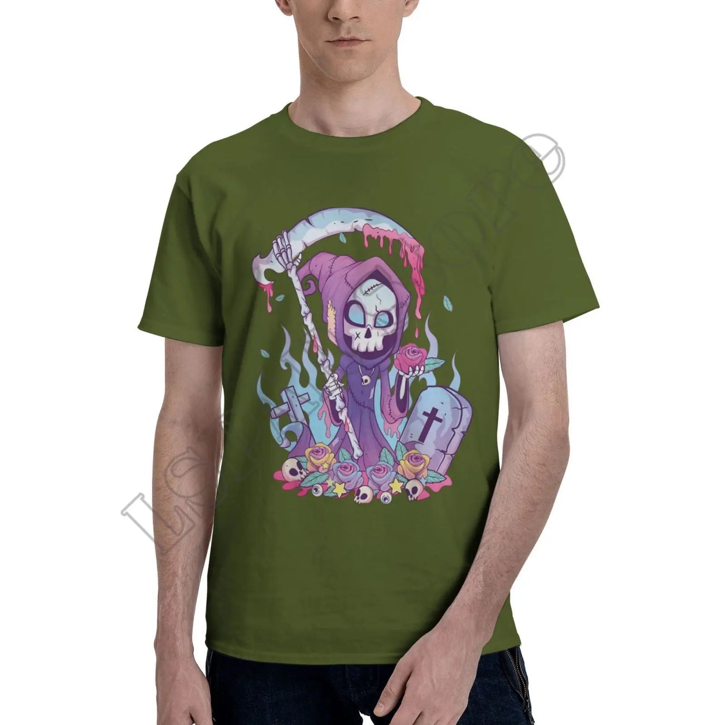 Pastel Goth Grim Reaper T-Shirt – Kawaii Occult Streetwear Tee