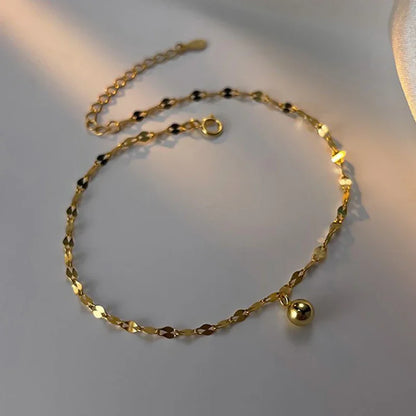 Minimalist Silver Bead Anklet – Women’s Summer Beach Flat Chain Bracelet