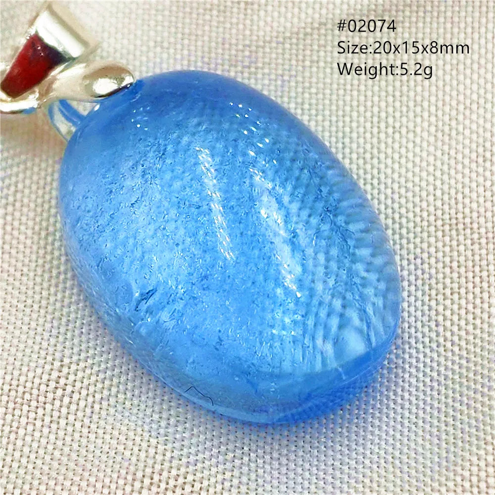 Natural Blue Topaz Quartz Pendant Necklace – Oval Healing Stone Jewelry