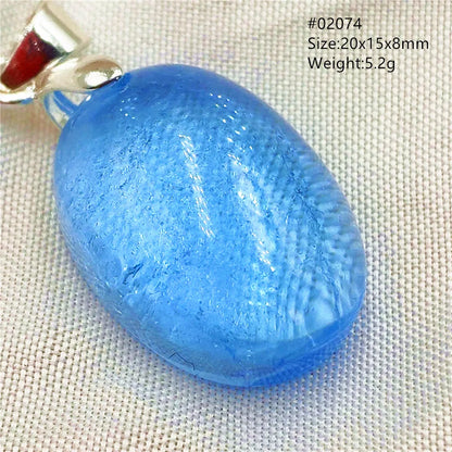 Natural Blue Topaz Quartz Pendant Necklace – Oval Healing Stone Jewelry