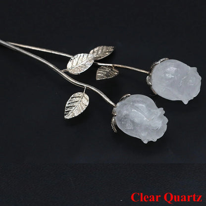 Crystal Carved Rose Flower – Natural Gemstone Decoration & Healing Gift