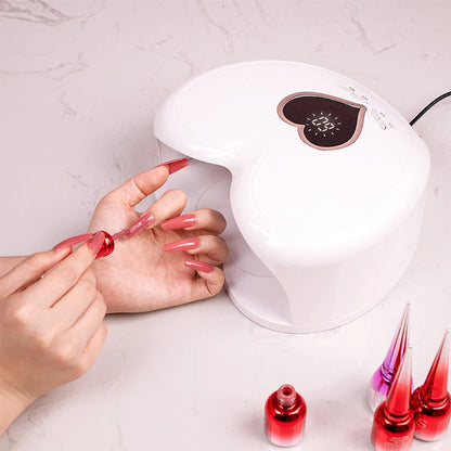 High Power 96W Heart-Shaped LED Nail Lamp – Red Light Gel Polish Dryer