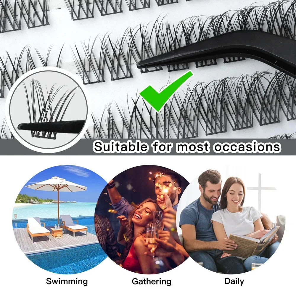 10 Rows Wispy Individual Cluster Lashes – CC Curl (12mm)