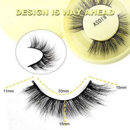 Wispy 3D Mink False Eyelashes – Natural Long, Fluffy & Reusable Strip Lashes (1 Pair)