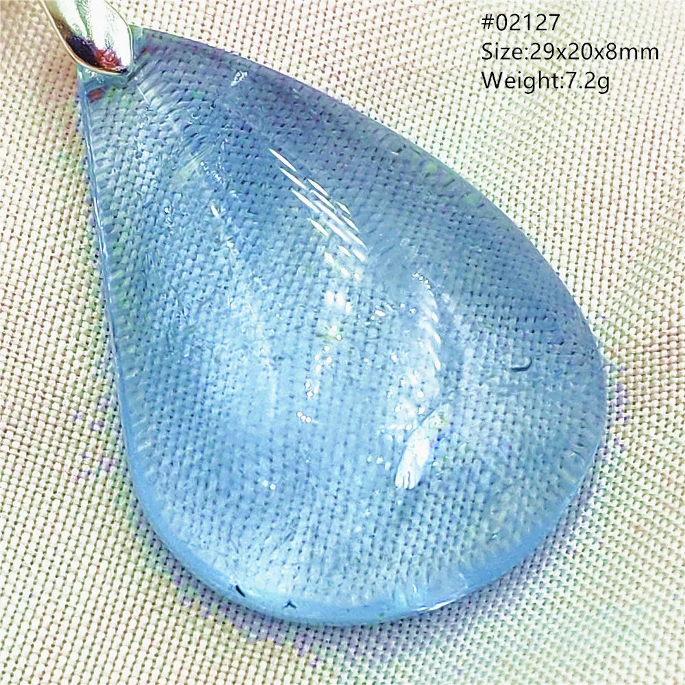 Natural Blue Topaz Quartz Pendant Necklace – Oval Healing Stone Jewelry