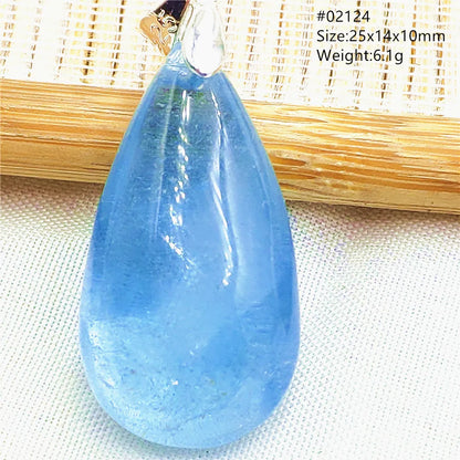 Natural Blue Topaz Quartz Pendant Necklace – Oval Healing Stone Jewelry