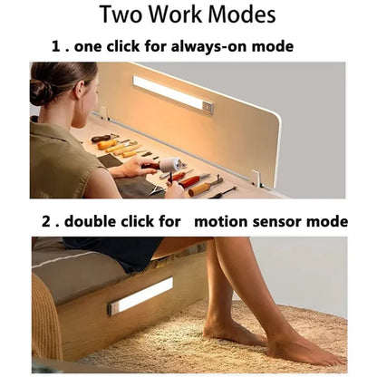 PIR Motion Sensor LED Under Cabinet Lamp – Rechargeable & Dimmable