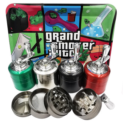 40mm Herb Grinder & Metal Rolling Tray Kit – 7x5 inch Portable Spice & Herb Tool Set
