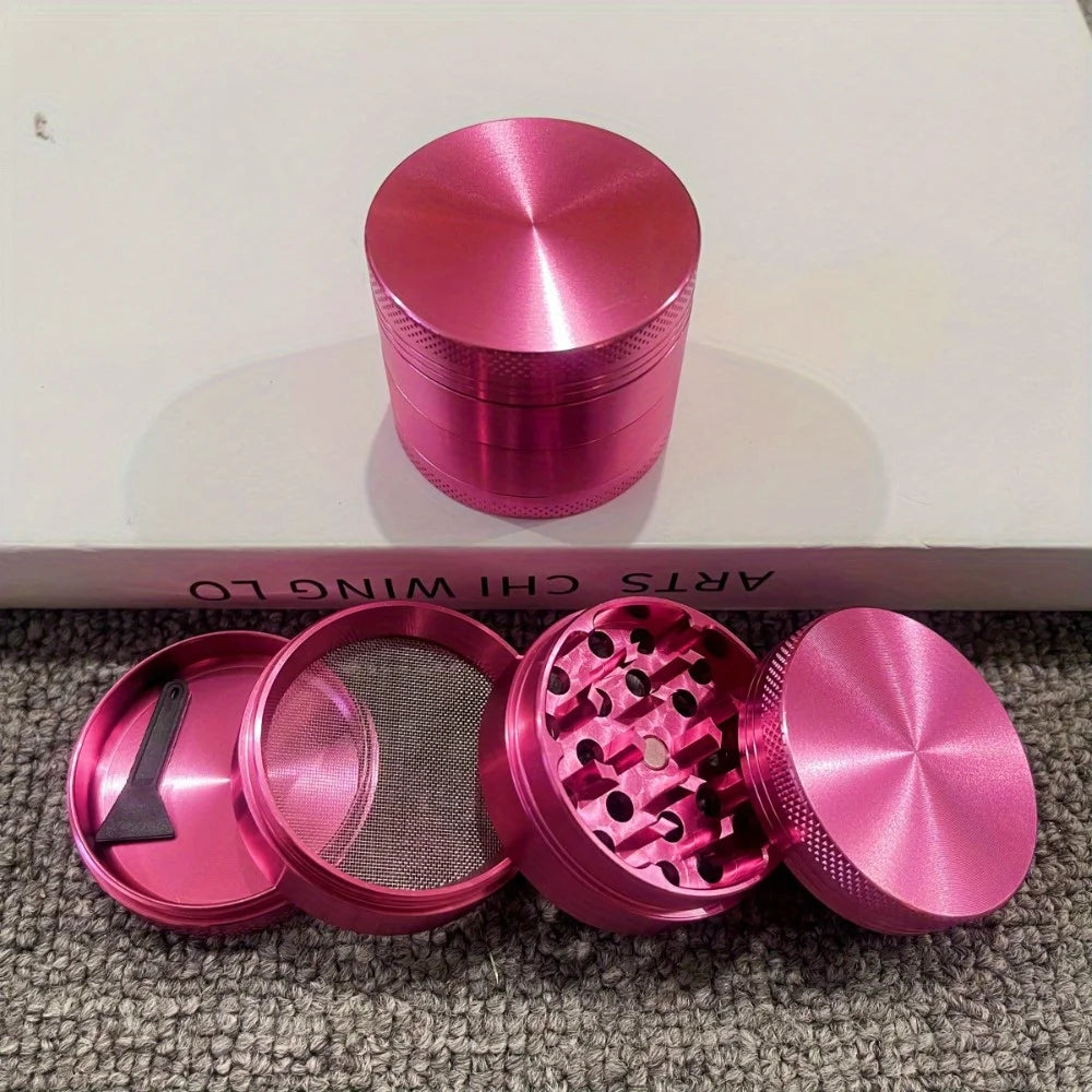 Pink Metal Herb & Spice Grinder (1.6 / 2 Inch, 4-Layer)