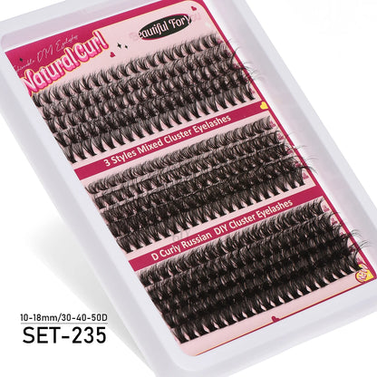 Individual 20–100D Cluster Lashes – 280pcs Mixed Tray Volume Extensions