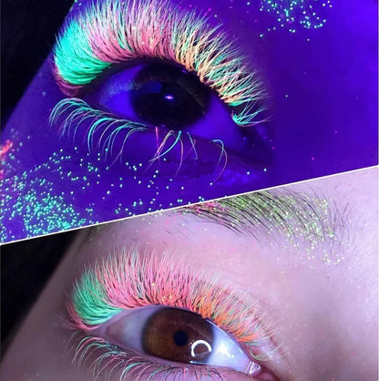 Glow-in-the-Dark Neon UV Lash Extensions – Fluorescent Color Faux Mink C Curl