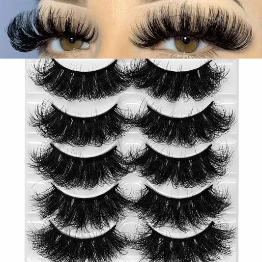 5 Pairs Faux Mink Eyelashes – Fluffy, Dramatic Volume & Long-Lasting