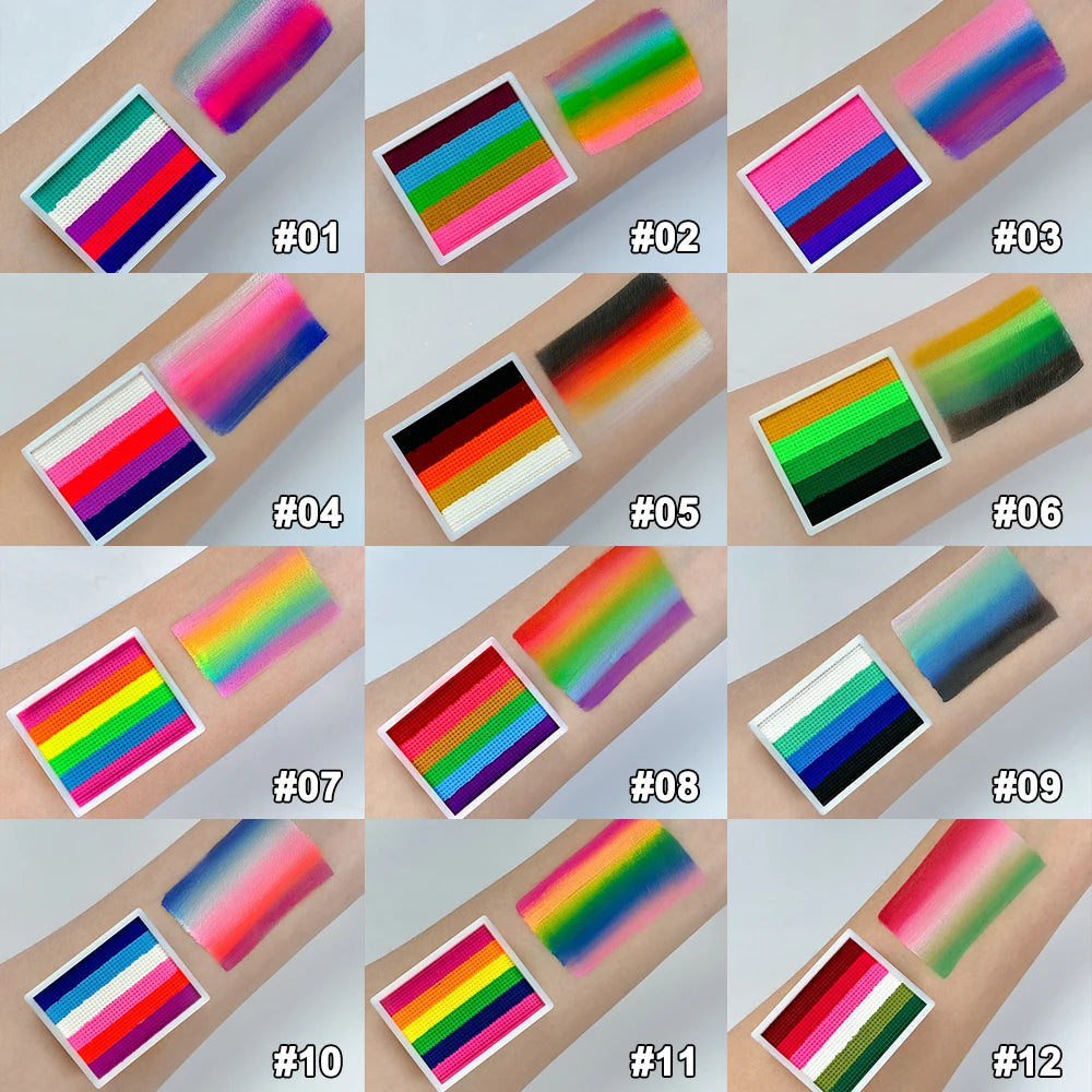 UV Glow-in-the-Dark Rainbow Face & Body Paint – Fluorescent Neon Makeup for Parties & Festivals