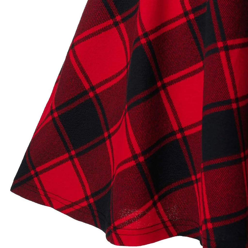 Black Checkered Pleated Gothic Mini Skirt – Punk Plaid Lace-Up Clubwear