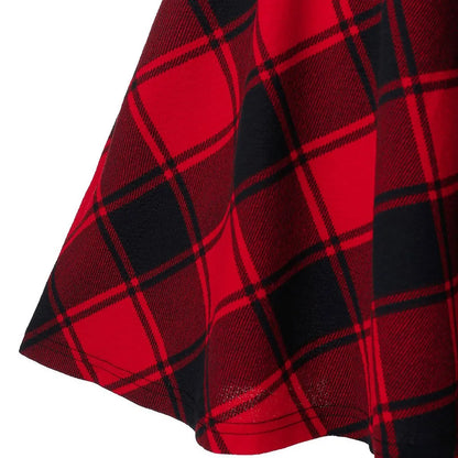 Black Checkered Pleated Gothic Mini Skirt – Punk Plaid Lace-Up Clubwear