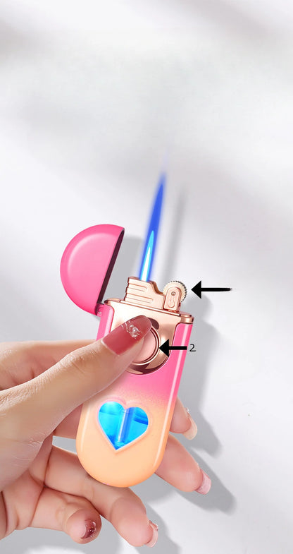 Double Flame LED Butane Metal Lighter