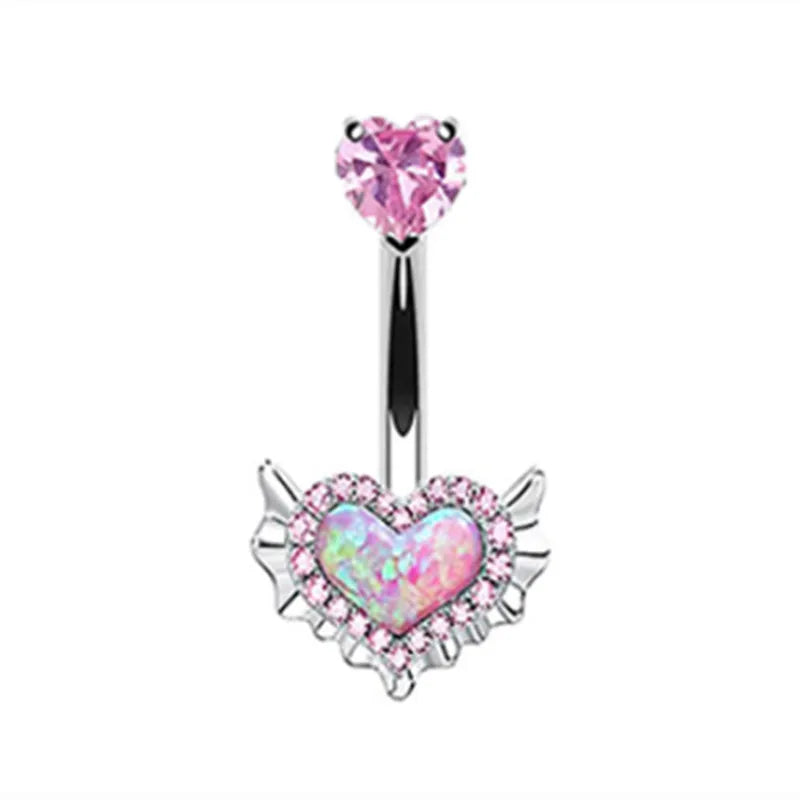 Heart-Shaped Navel Ring – Water Drop Belly Button Piercing Jewelry (14G)
