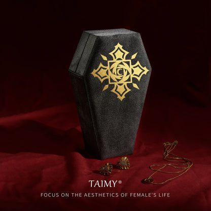Gothic Velvet Coffin Jewelry Box – Customizable Ring & Necklace Display Case