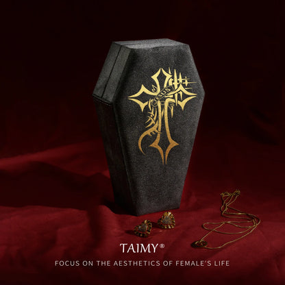 Gothic Velvet Coffin Jewelry Box – Customizable Ring & Necklace Display Case