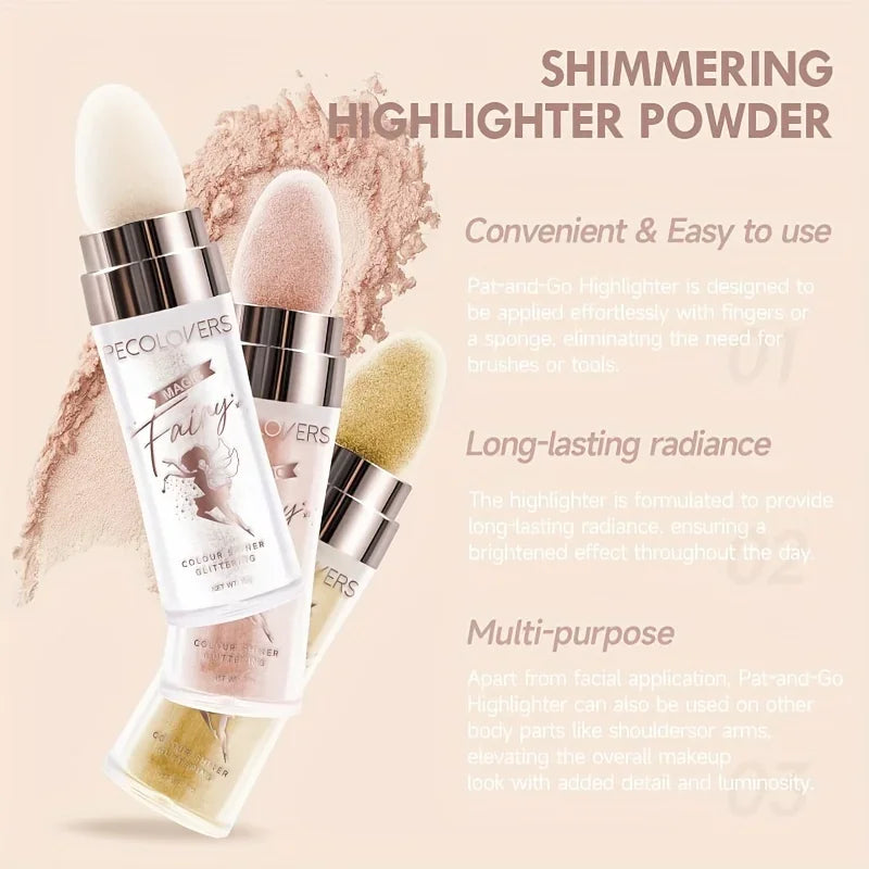 Shimmer Fairy Powder Highlighter – Loose Glitter Wand for Face & Body Glow