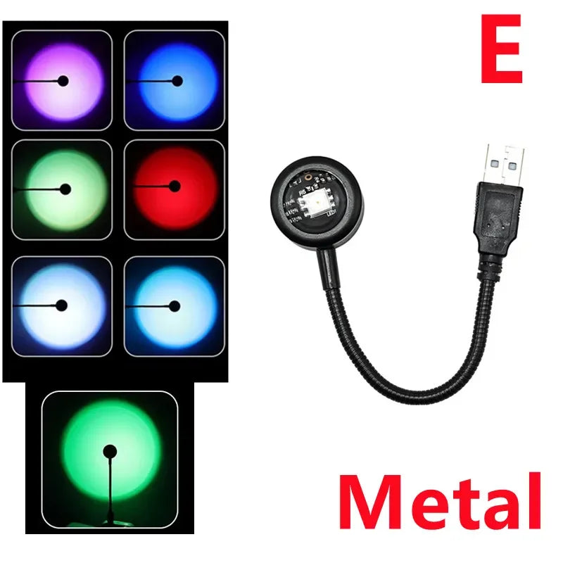 Sunset Lamp LED USB Rainbow Projector – Neon Night Light for Bedroom & Photography