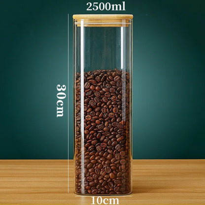 Square Glass Storage Jar with Bamboo Lid