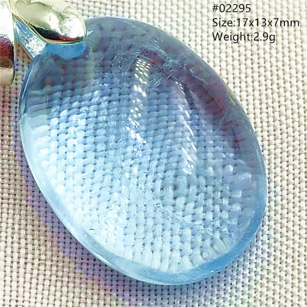 Natural Blue Topaz Quartz Pendant Necklace – Oval Healing Stone Jewelry