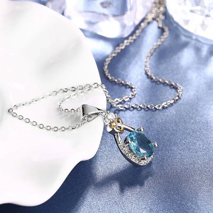 CC Cubic Zirconia Water Drop Pendant Necklace