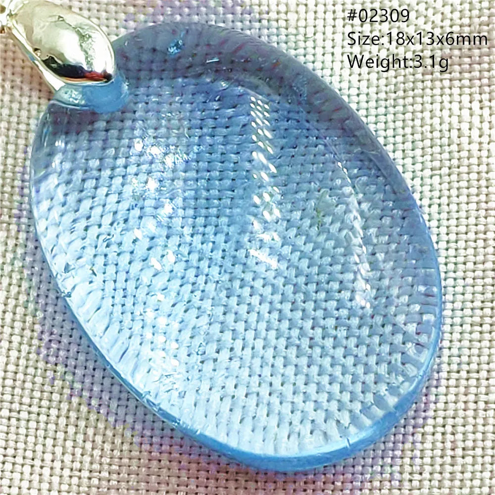 Natural Blue Topaz Quartz Pendant Necklace – Oval Healing Stone Jewelry
