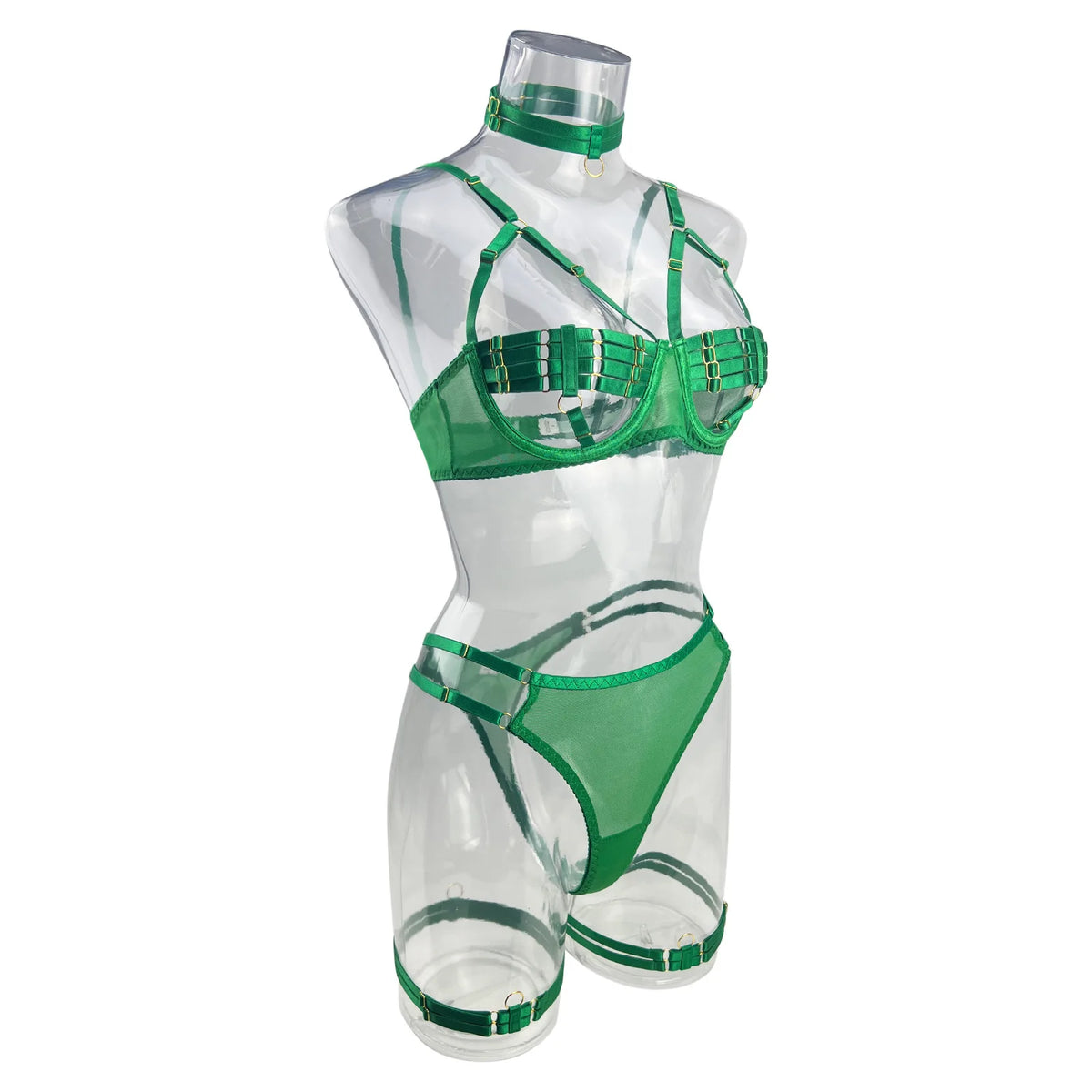 5-Piece Hollow Lingerie Set – Sensual Open Bra & Brief Outfit