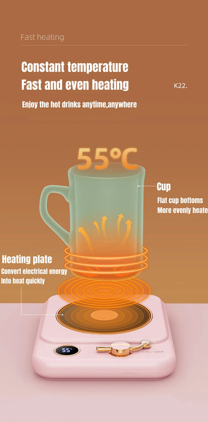 Electric Coffee Cup Warmer – 3-Setting Temperature Control Heating Coaster