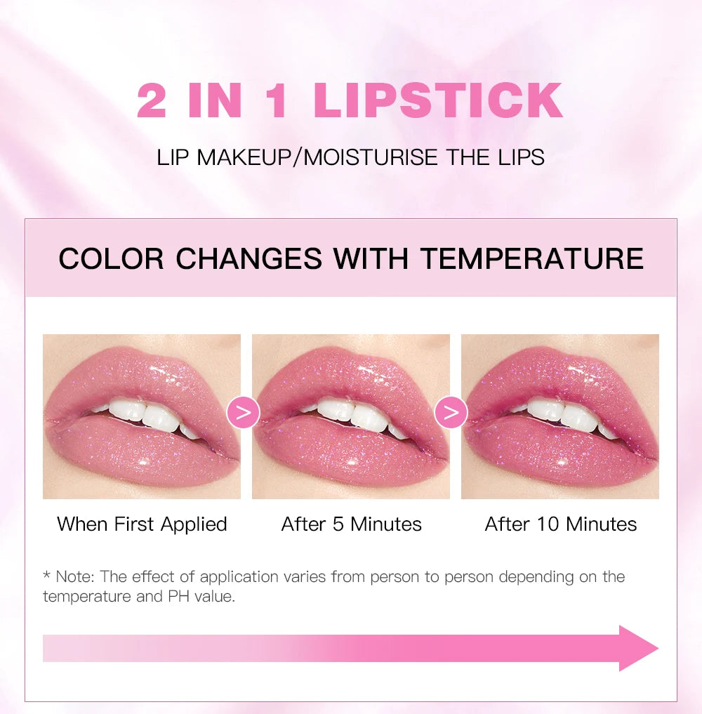 Glitter Crystal Jelly Lipstick – Color-Changing Moisturizing Lip Tint Balm