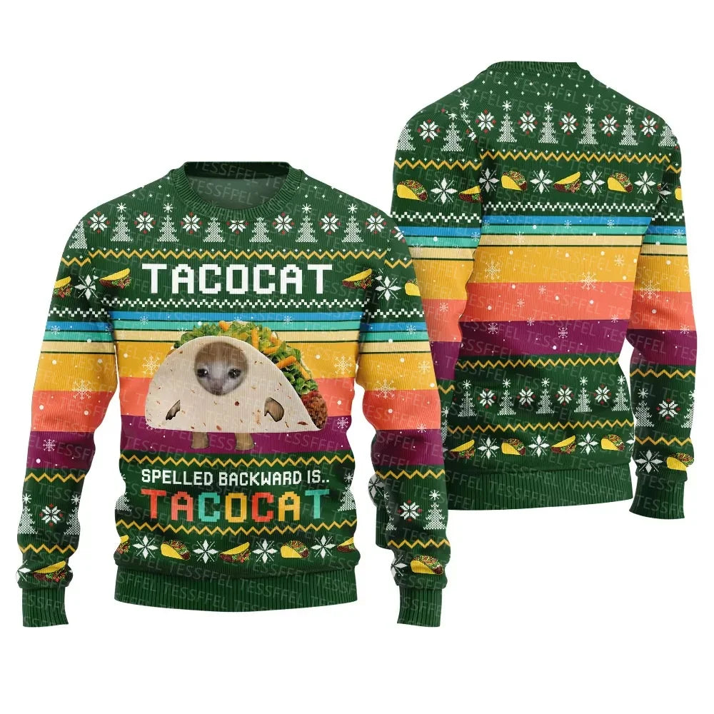 3D Christmas Cosplay Ugly Sweater – Santa, Jesus & Anime Print Holiday Pullover