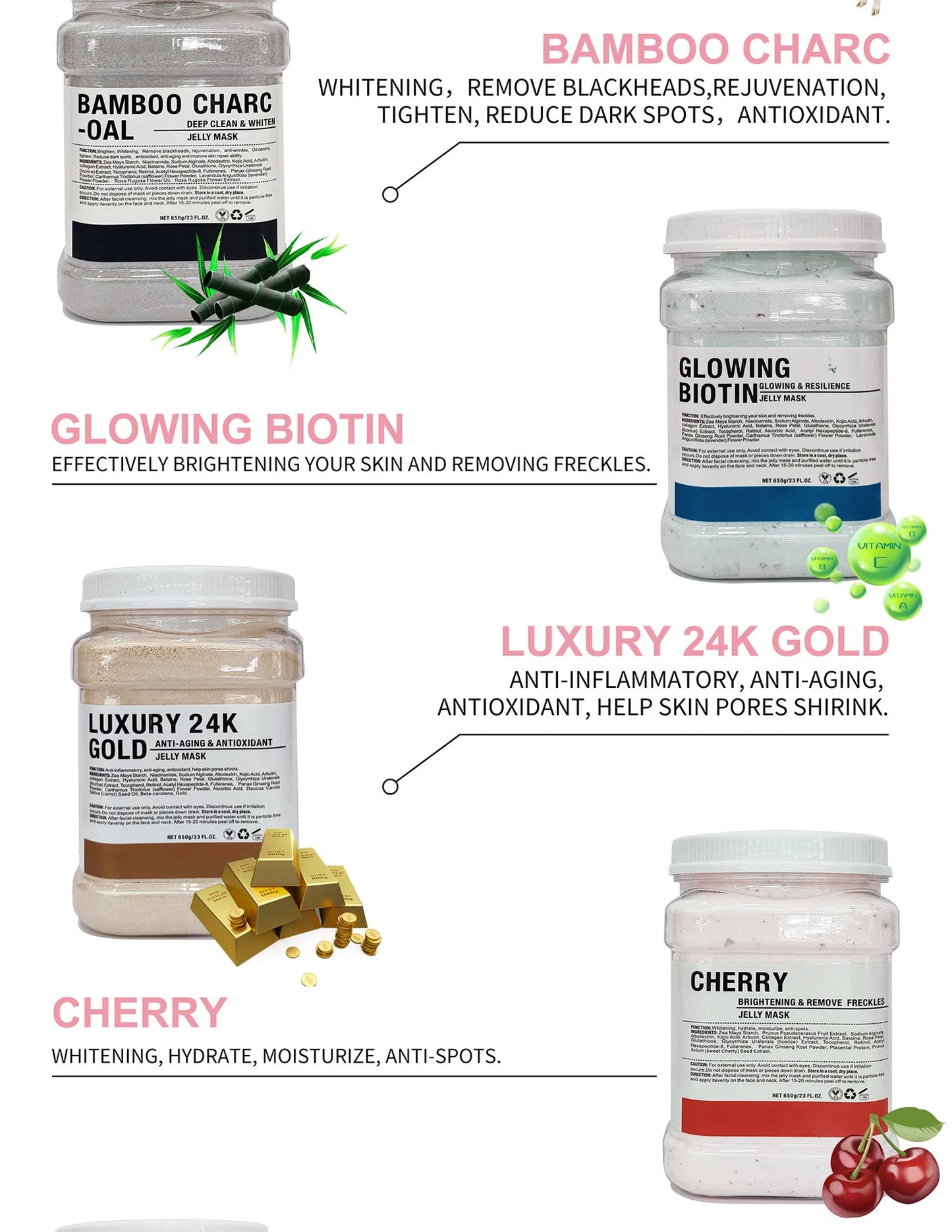 650g Chamomile & Hyaluronic Acid Jelly Mask Powder – Hydrating, Firming & Brightening Facial Treatment 💆‍♀️✨