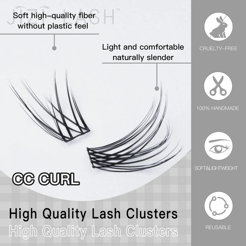 10 Rows Wispy Individual Cluster Lashes – CC Curl (12mm)