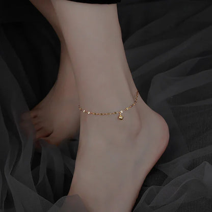 Minimalist Silver Bead Anklet – Women’s Summer Beach Flat Chain Bracelet