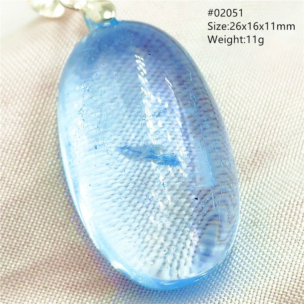 Natural Blue Topaz Quartz Pendant Necklace – Oval Healing Stone Jewelry