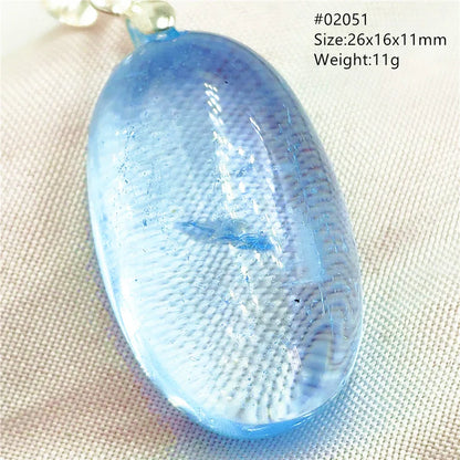 Natural Blue Topaz Quartz Pendant Necklace – Oval Healing Stone Jewelry